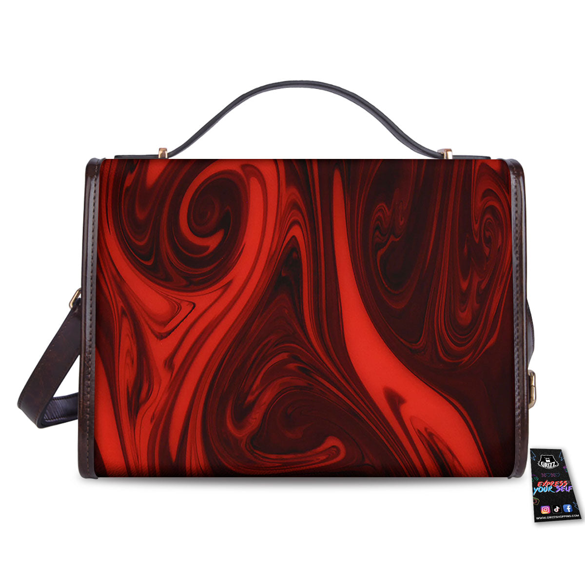 Melt Red Acid Print Women's Satchel Bag - Image 2