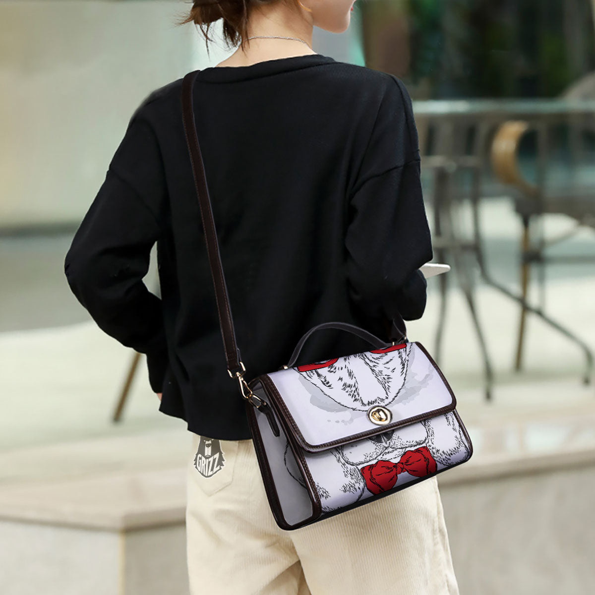 Beagle With Glasses Hipster Print Women's Satchel Bag - Image 3