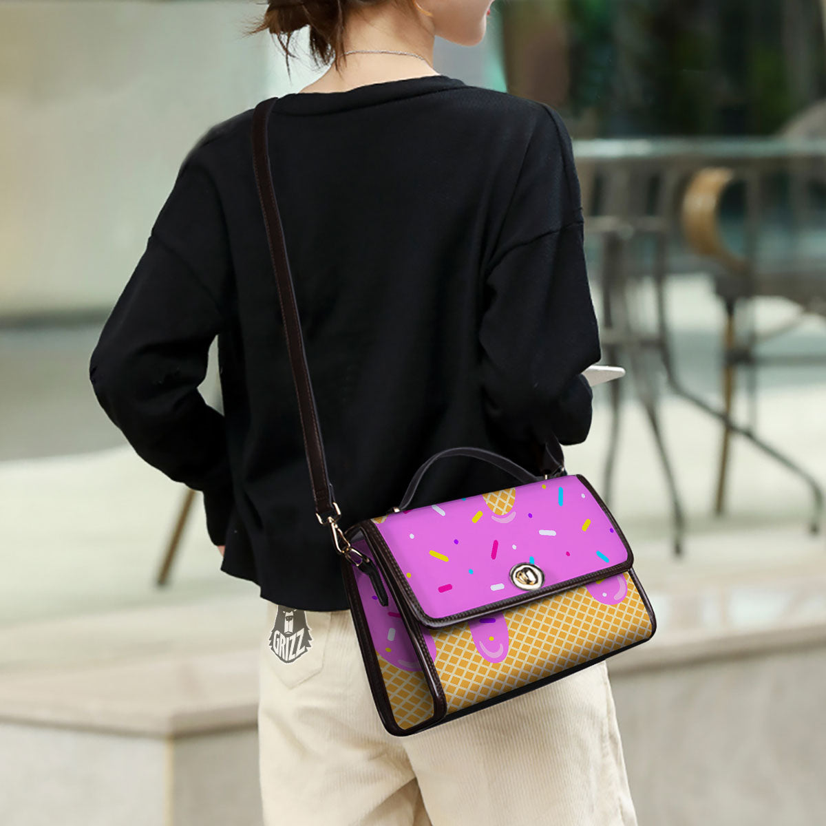 Melted Ice Cream Pink Print Women's Satchel Bag - Image 3