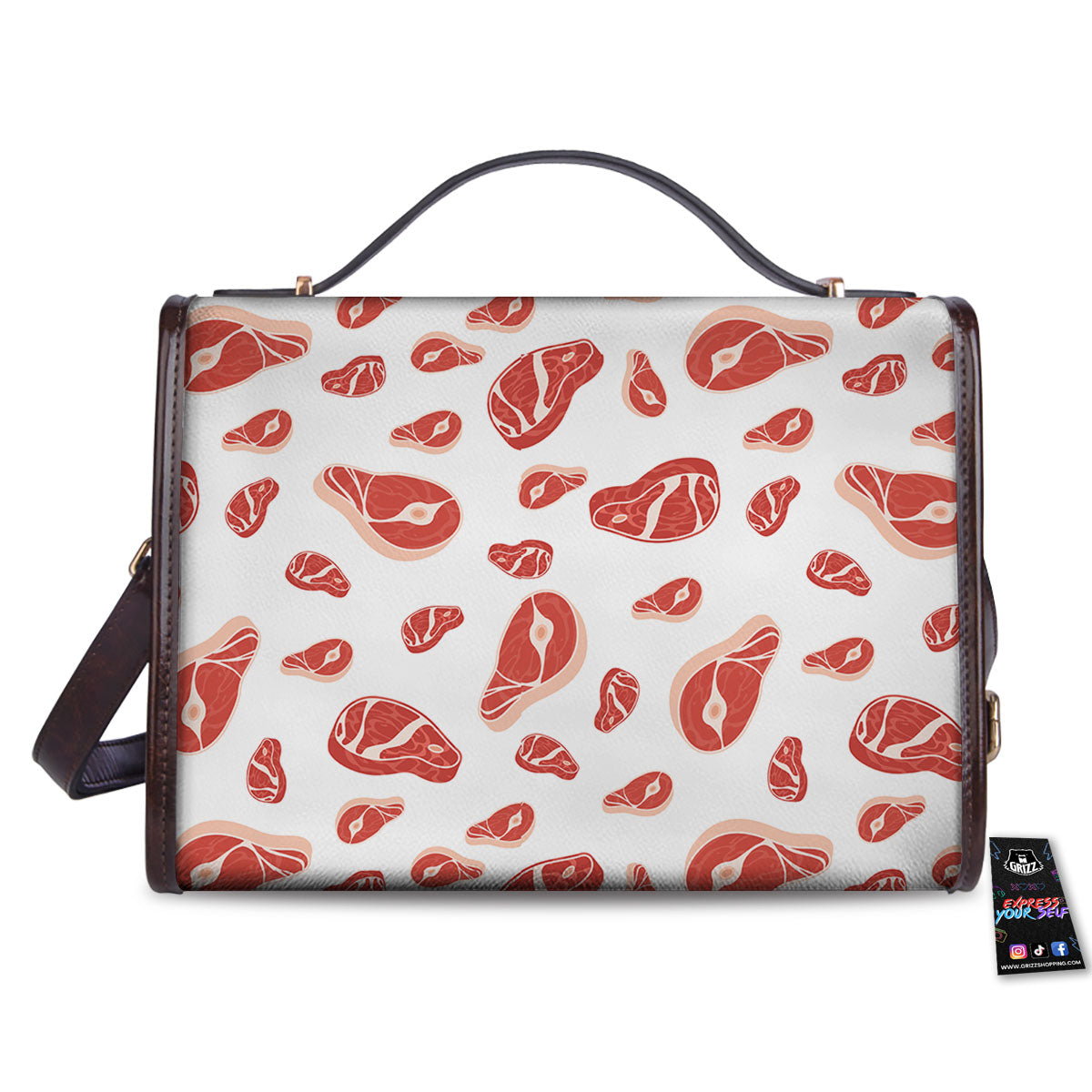Meat Red Print Pattern Women's Satchel Bag - Image 2