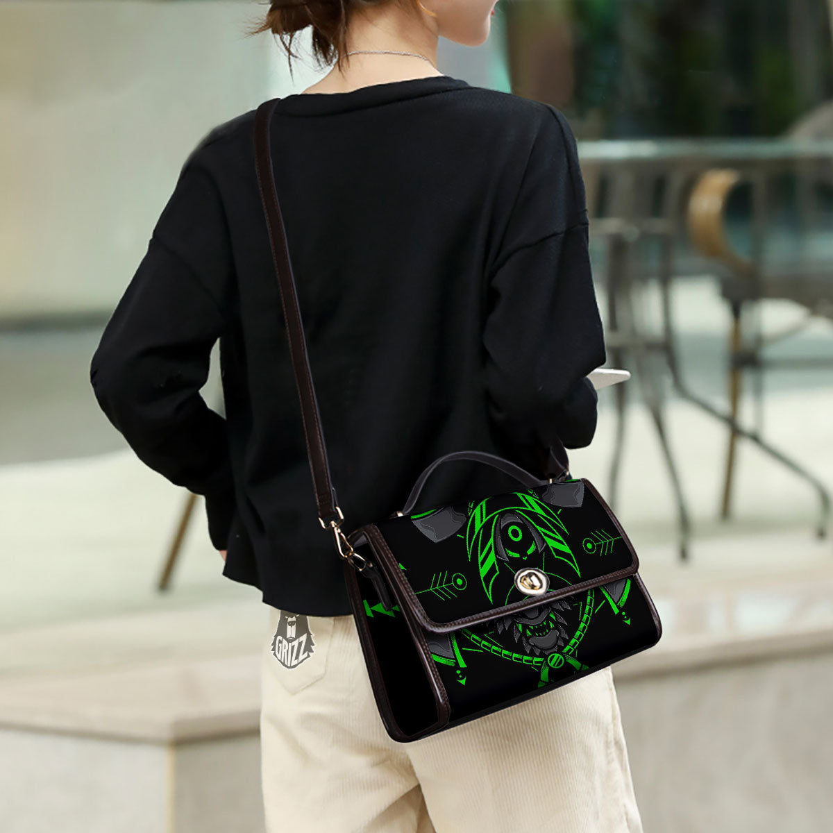 Mask Robot Samurai Print Women's Satchel Bag - Image 3