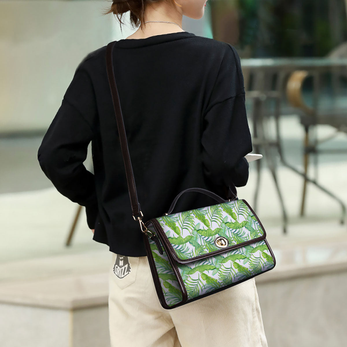 Banana Leave Palm Tree Print Pattern Women's Satchel Bag - Image 3