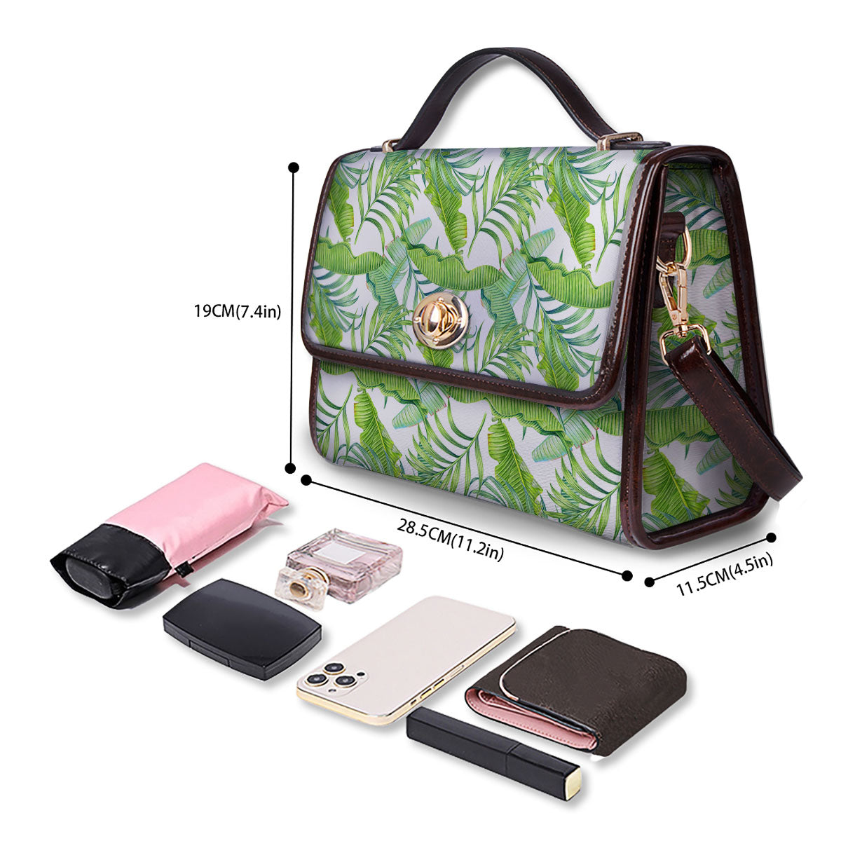 Banana Leave Palm Tree Print Pattern Women's Satchel Bag - Image 4