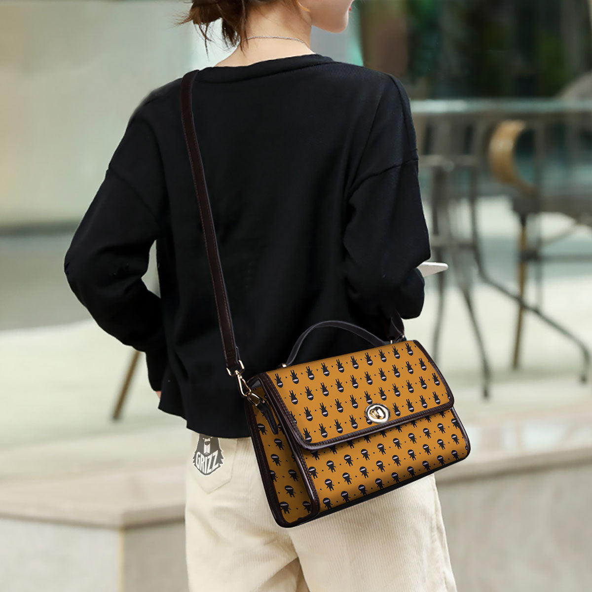 Baby Ninja Print Pattern Women's Satchel Bag - Image 3