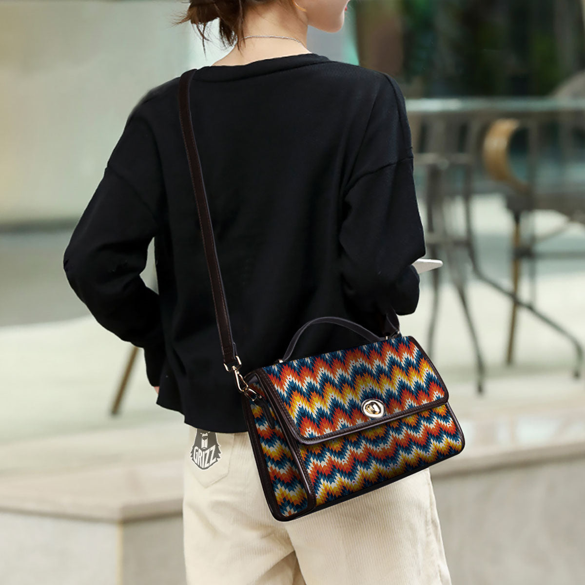 Aztec American Print Pattern Women's Satchel Bag - Image 3