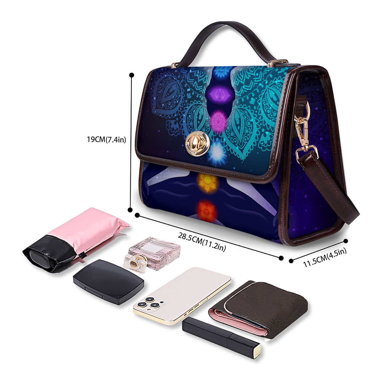 Aura Nine Chakras Print Women's Satchel Bag - Image 4
