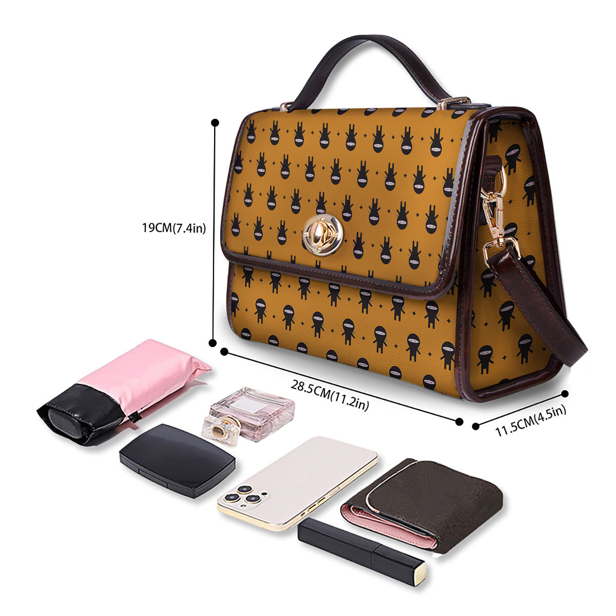 Baby Ninja Print Pattern Women's Satchel Bag - Image 4