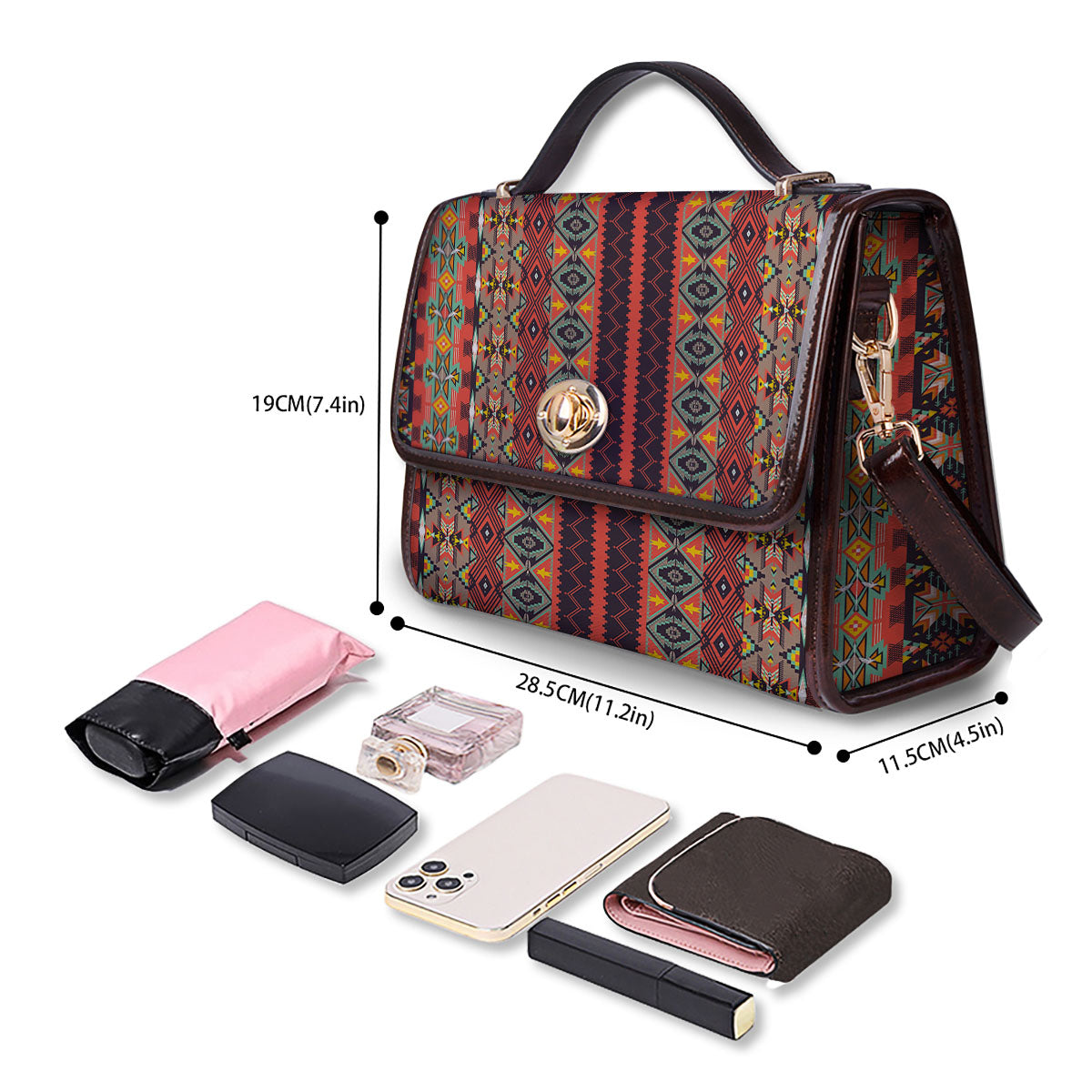 Aztec Native Tribal Print Pattern Women's Satchel Bag - Image 4