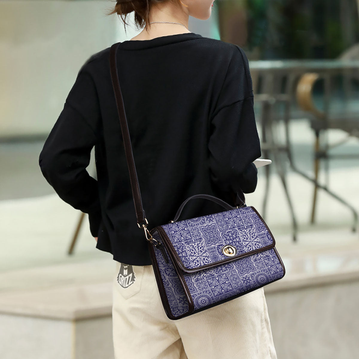 Mandala Patchwork Square Bohemian Print Pattern Women's Satchel Bag - Image 3