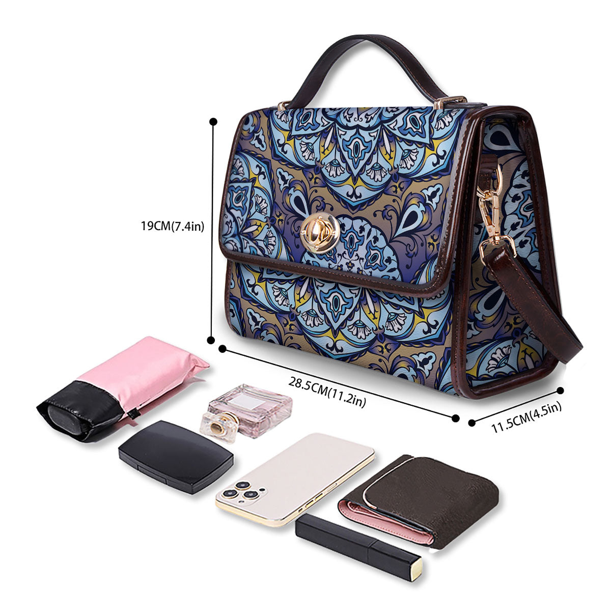 Mandala Blue And Purple Print Women's Satchel Bag - Image 4