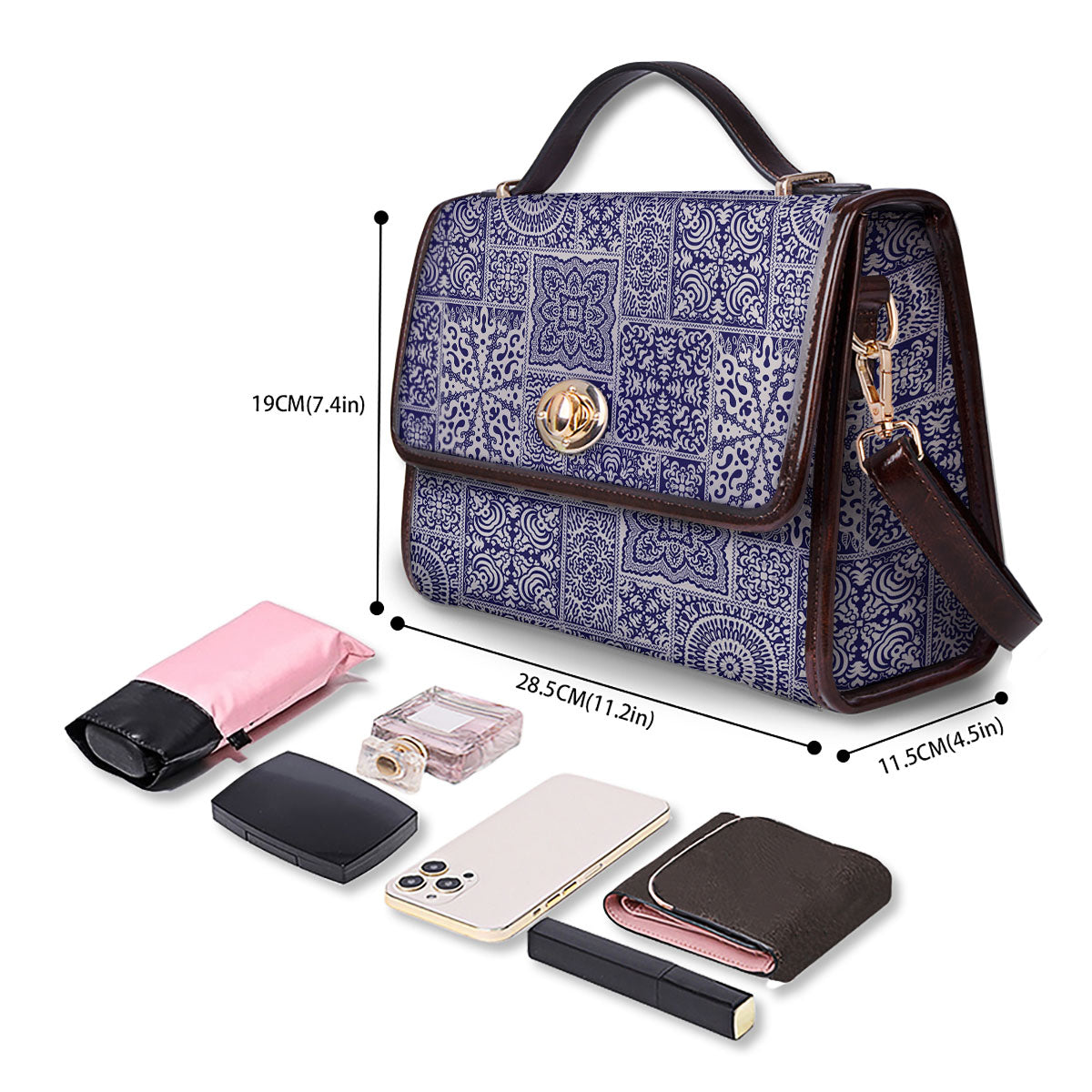 Mandala Patchwork Square Bohemian Print Pattern Women's Satchel Bag - Image 4