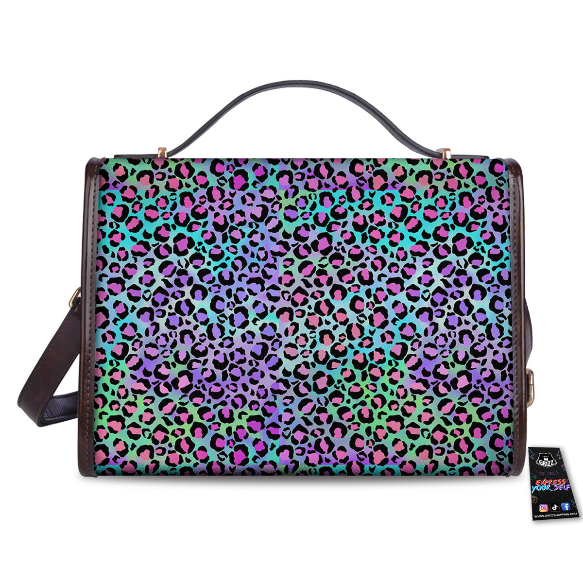 Leopard Rainbow And Purple Print Pattern Women's Satchel Bag - Image 2