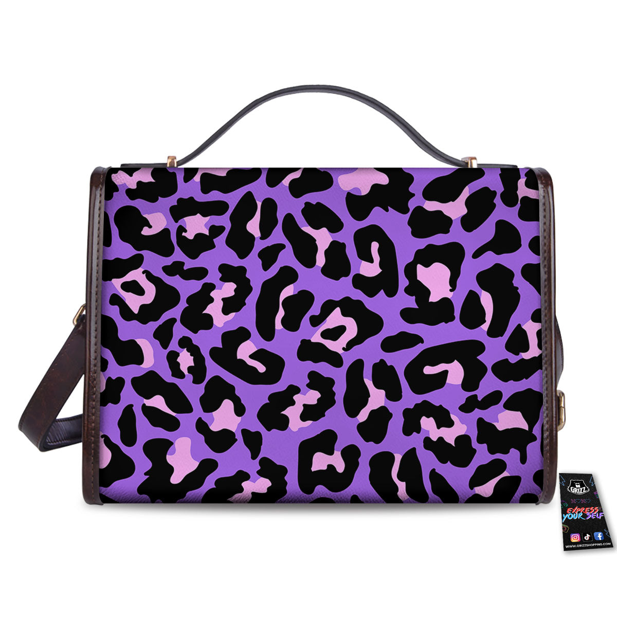 Leopard Pink And Purple Print Women's Satchel Bag - Image 2