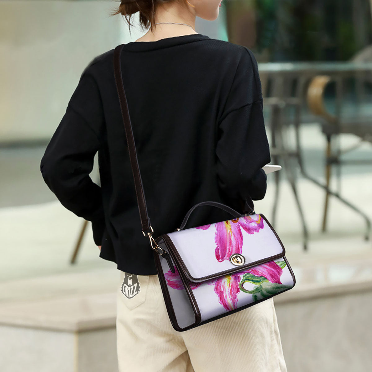 Lily Pink Watercolor Print Women's Satchel Bag - Image 3