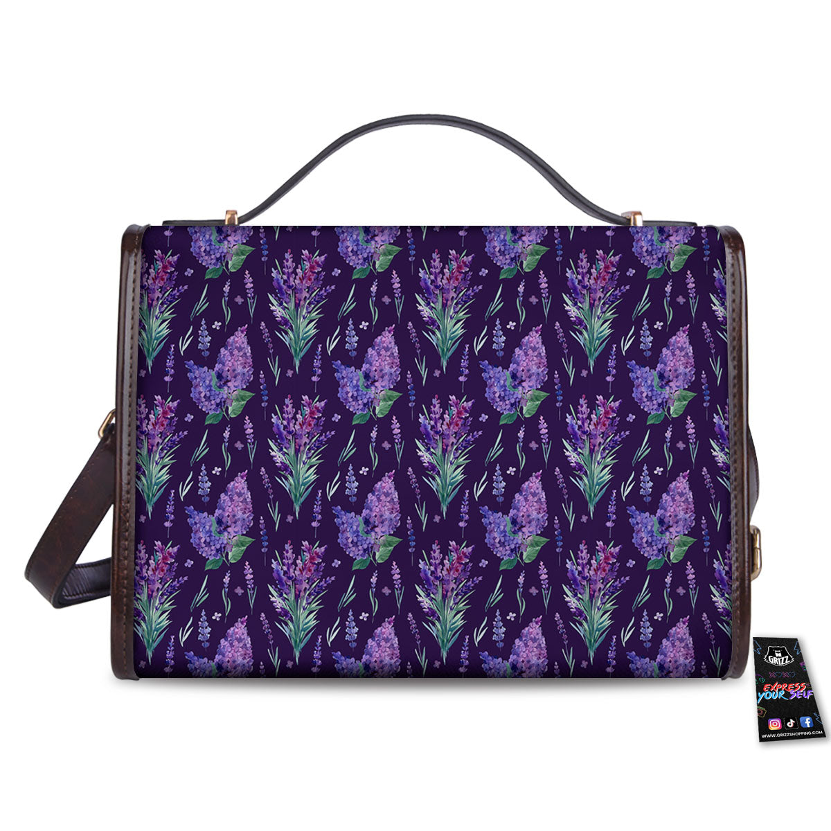 Lavender Purple Print Pattern Women's Satchel Bag - Image 2