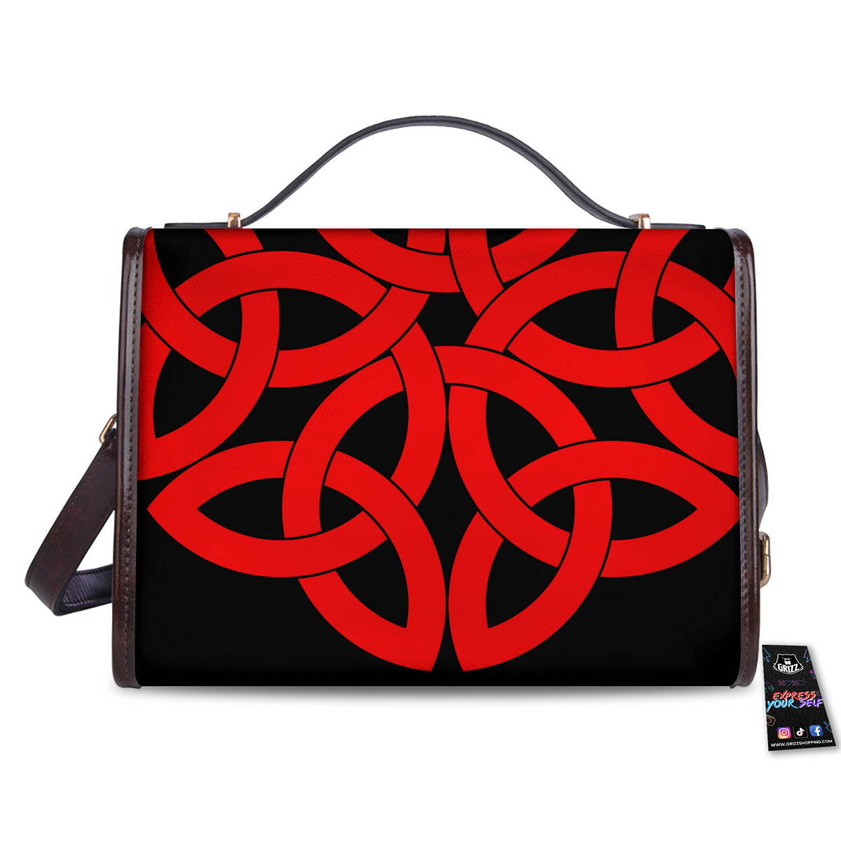 Knot Red Celtic Print Women's Satchel Bag - Image 2