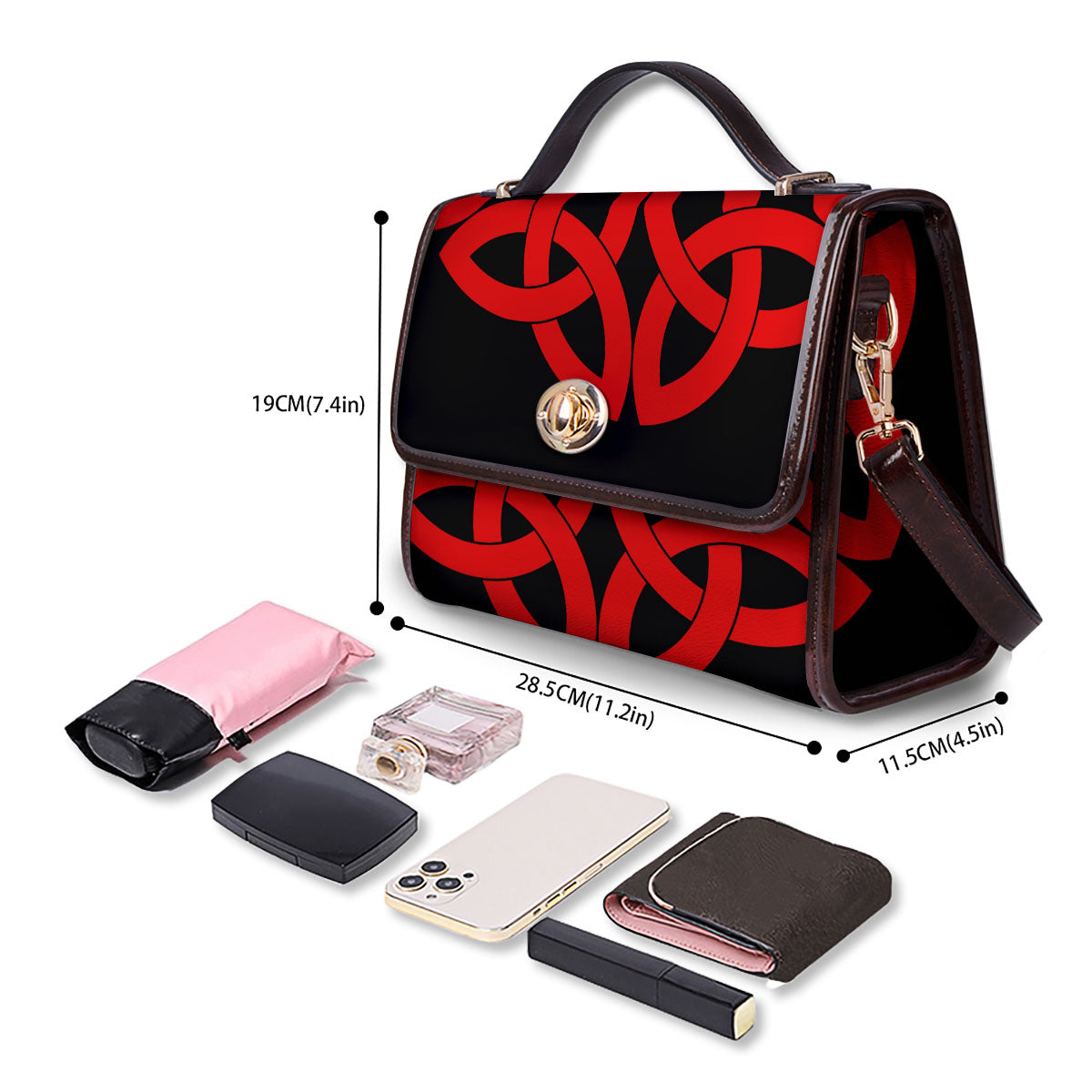 Knot Red Celtic Print Women's Satchel Bag - Image 4
