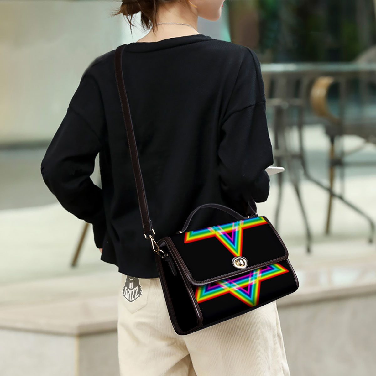 Star Of David Rainbow Print Women's Satchel Bag - Image 3