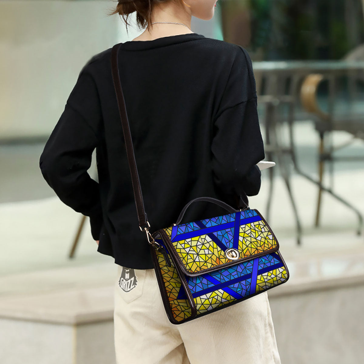 Star of David Stained Glass Print Women's Satchel Bag - Image 3