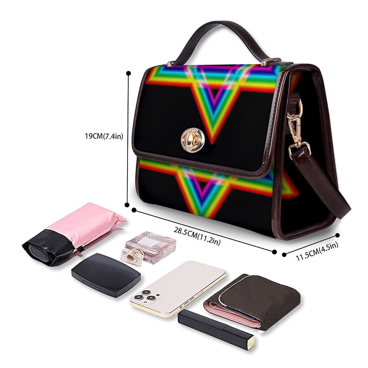 Star Of David Rainbow Print Women's Satchel Bag - Image 4