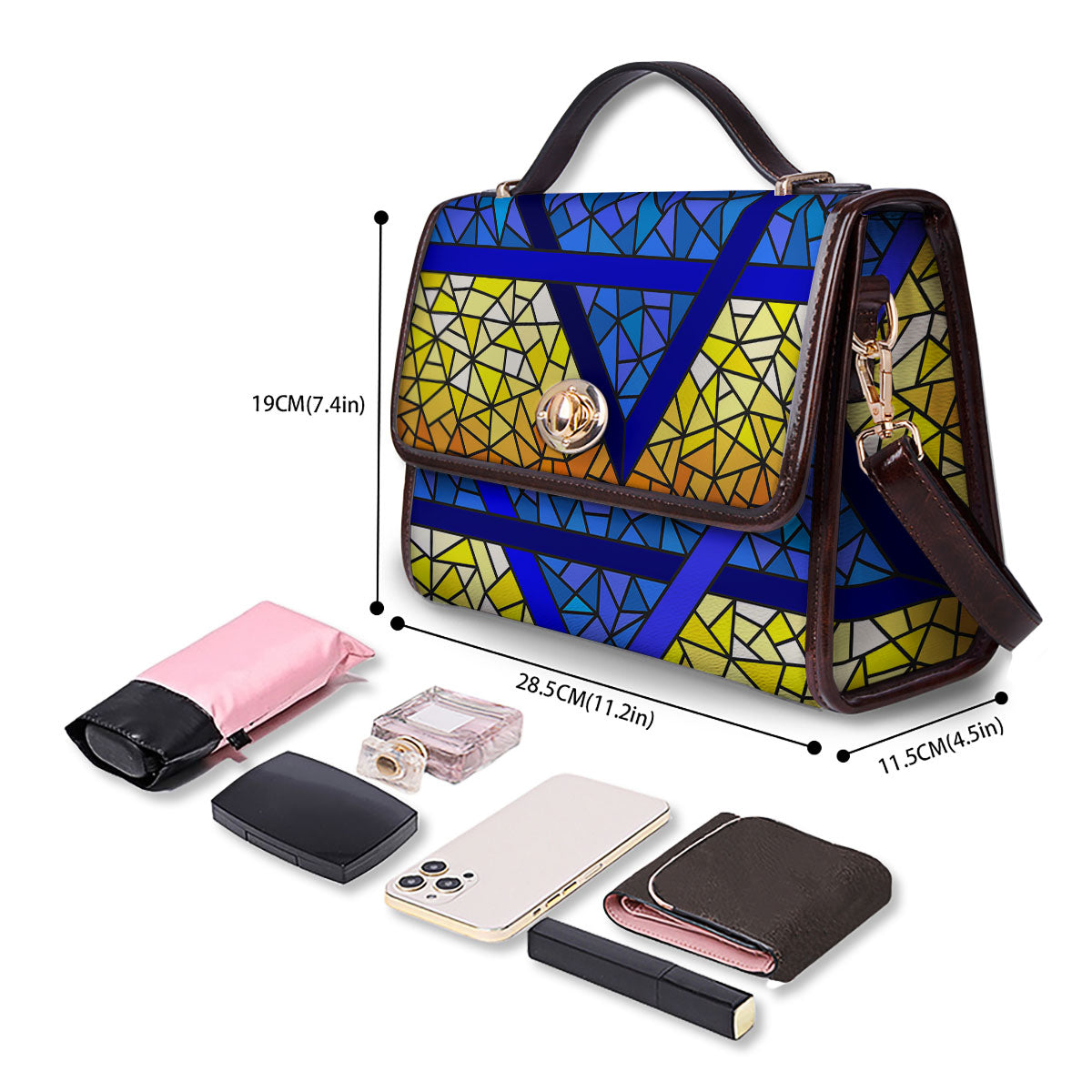 Star of David Stained Glass Print Women's Satchel Bag - Image 4