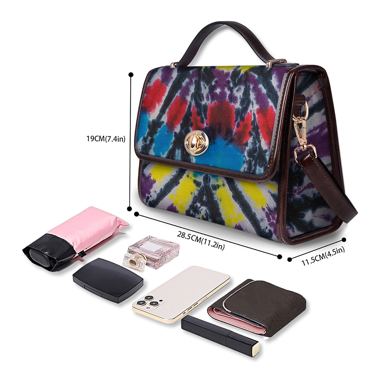 Spider Tie Dye Blue And Red Print Women's Satchel Bag - Image 4