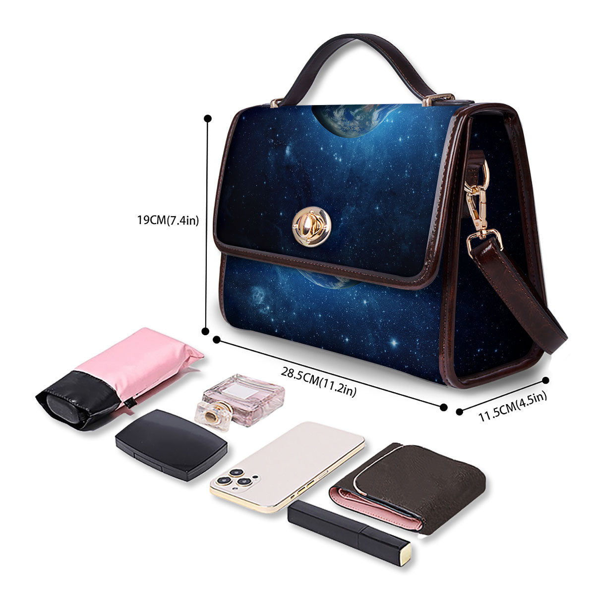 Space Earth Planet And Print Women's Satchel Bag - Image 4
