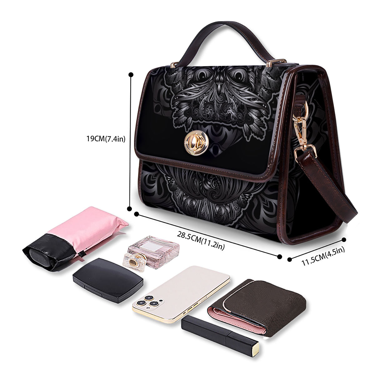 Spiritual Owl Sliver Print Women's Satchel Bag - Image 4
