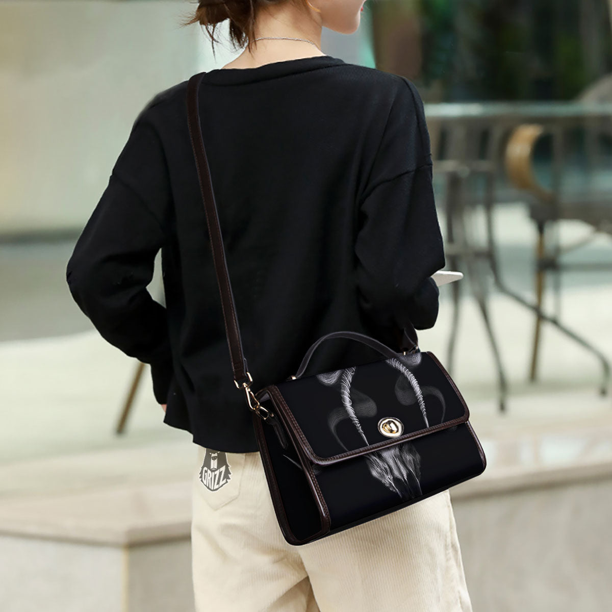 Skull Symbol Satan Goat Print Women's Satchel Bag - Image 3