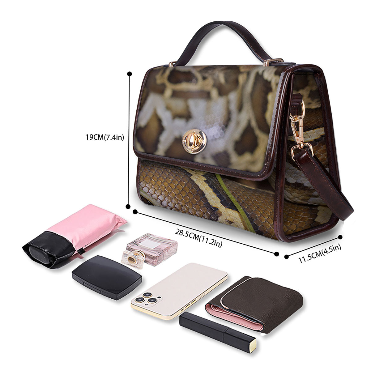 Snake Python Print Women's Satchel Bag - Image 4