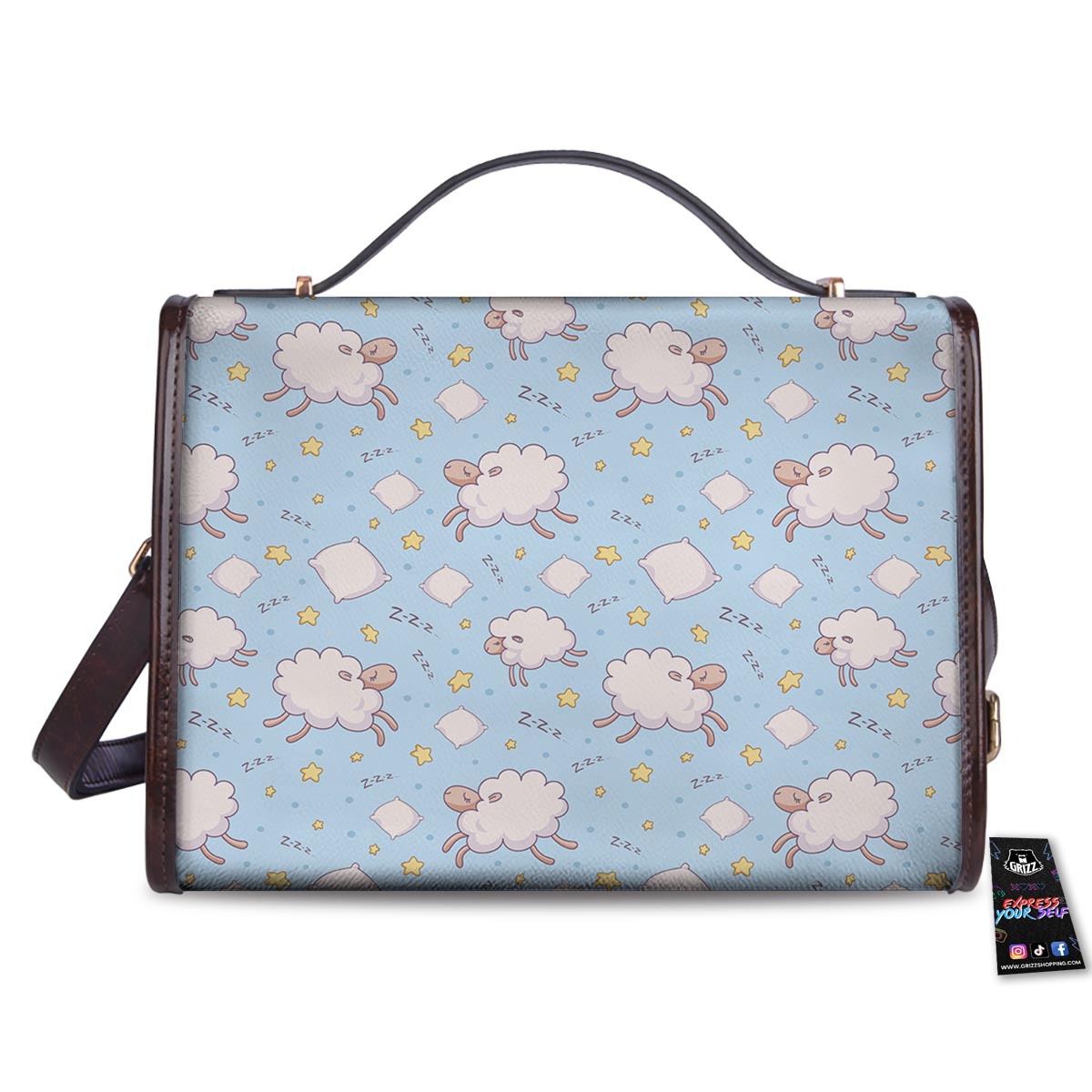 Sheep Sleeping Print Pattern Women's Satchel Bag - Image 2
