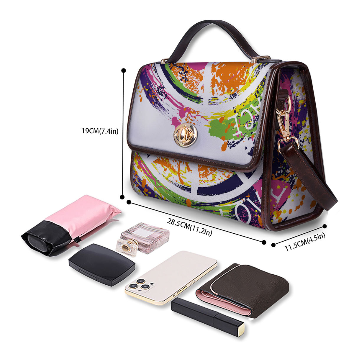 Sign Peace Rasta Print Women's Satchel Bag - Image 4
