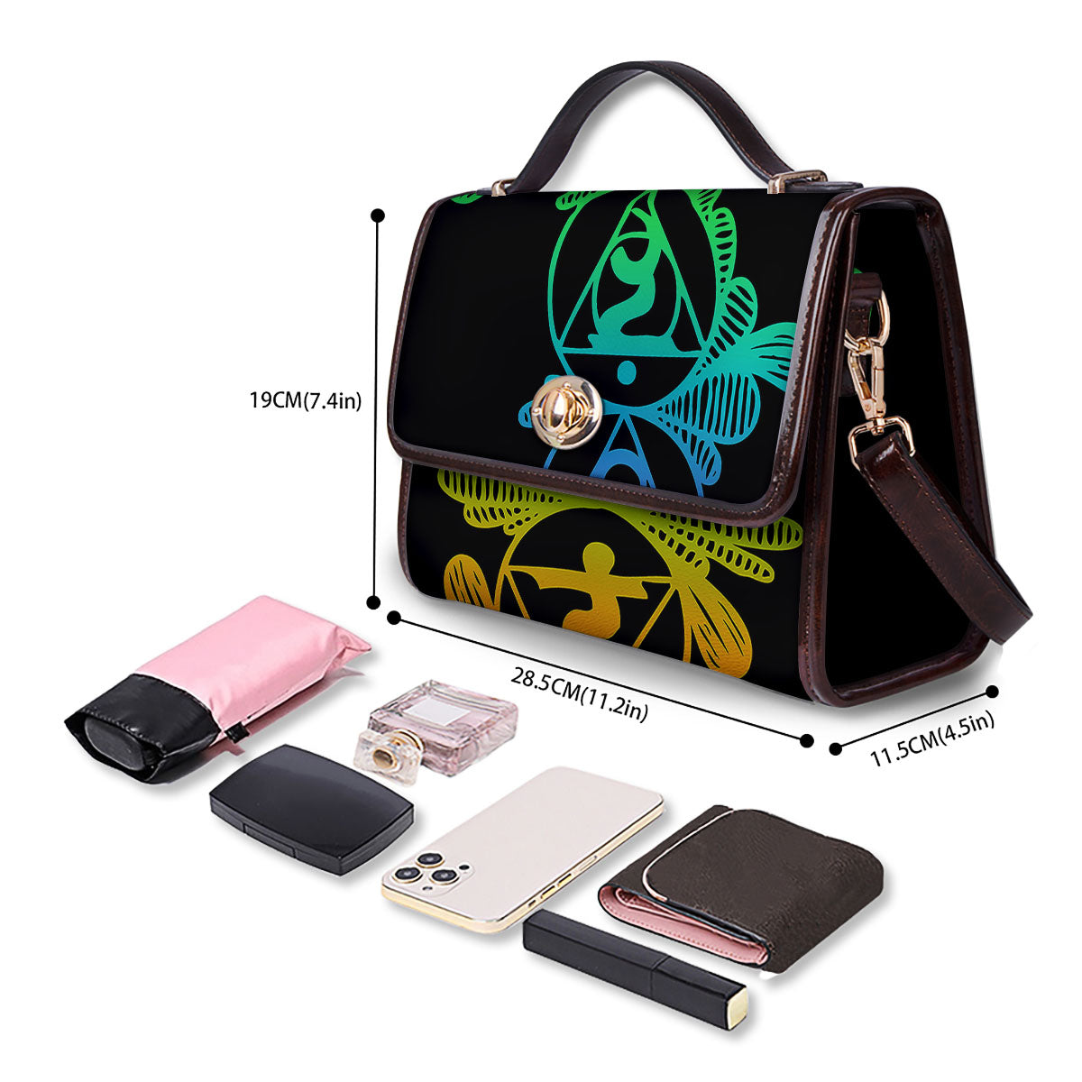 Seven Chakras Spiritual Print Women's Satchel Bag - Image 4