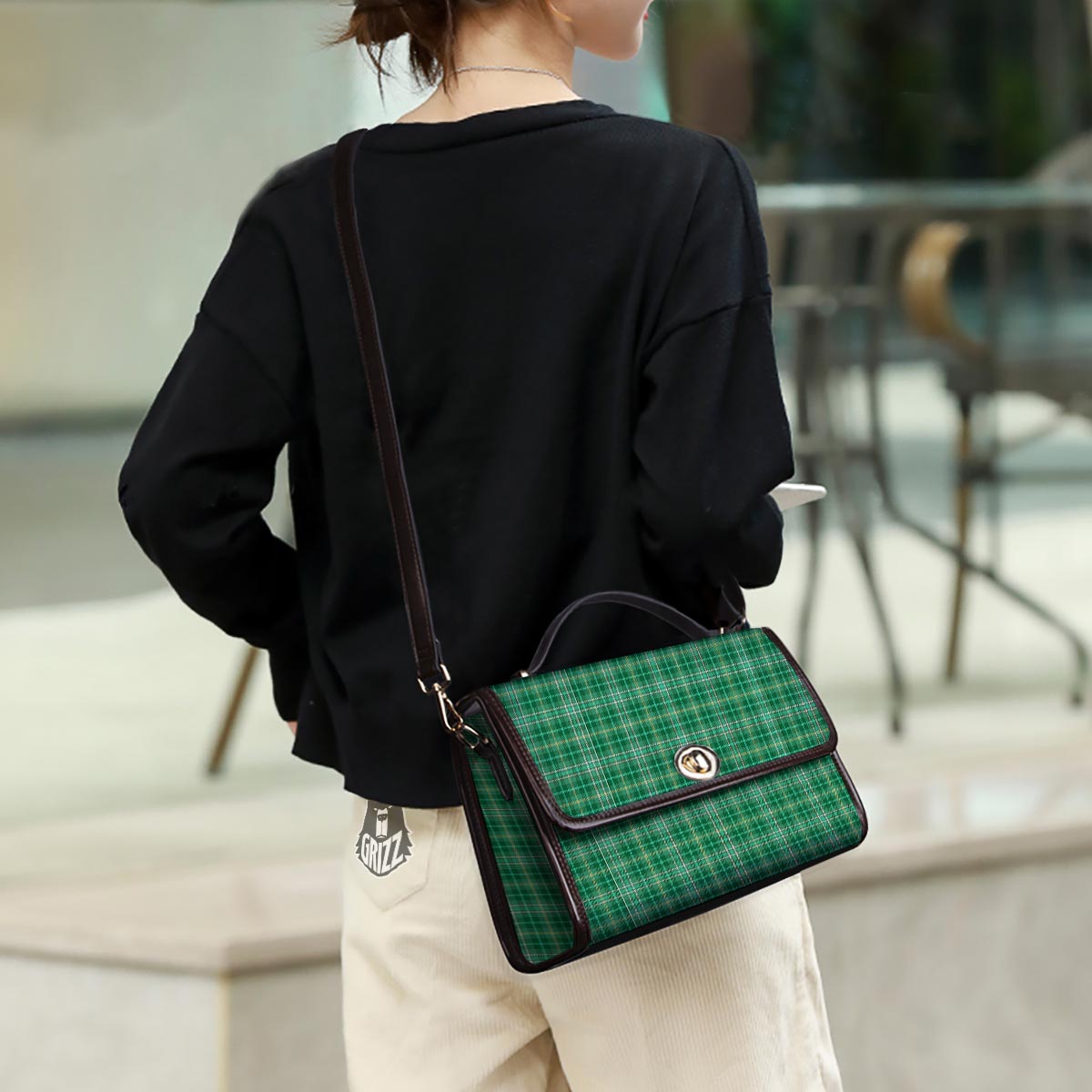 Scottish Plaid St. Patrick's Day Print Pattern Women's Satchel Bag - Image 3