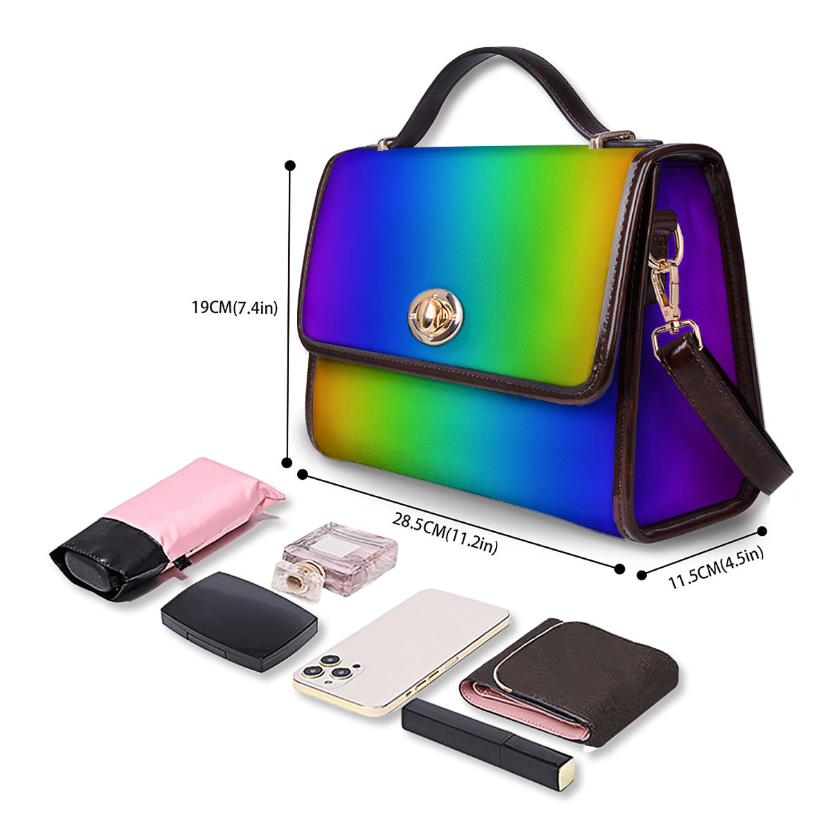 Shades Rainbow Print Pattern Women's Satchel Bag - Image 4