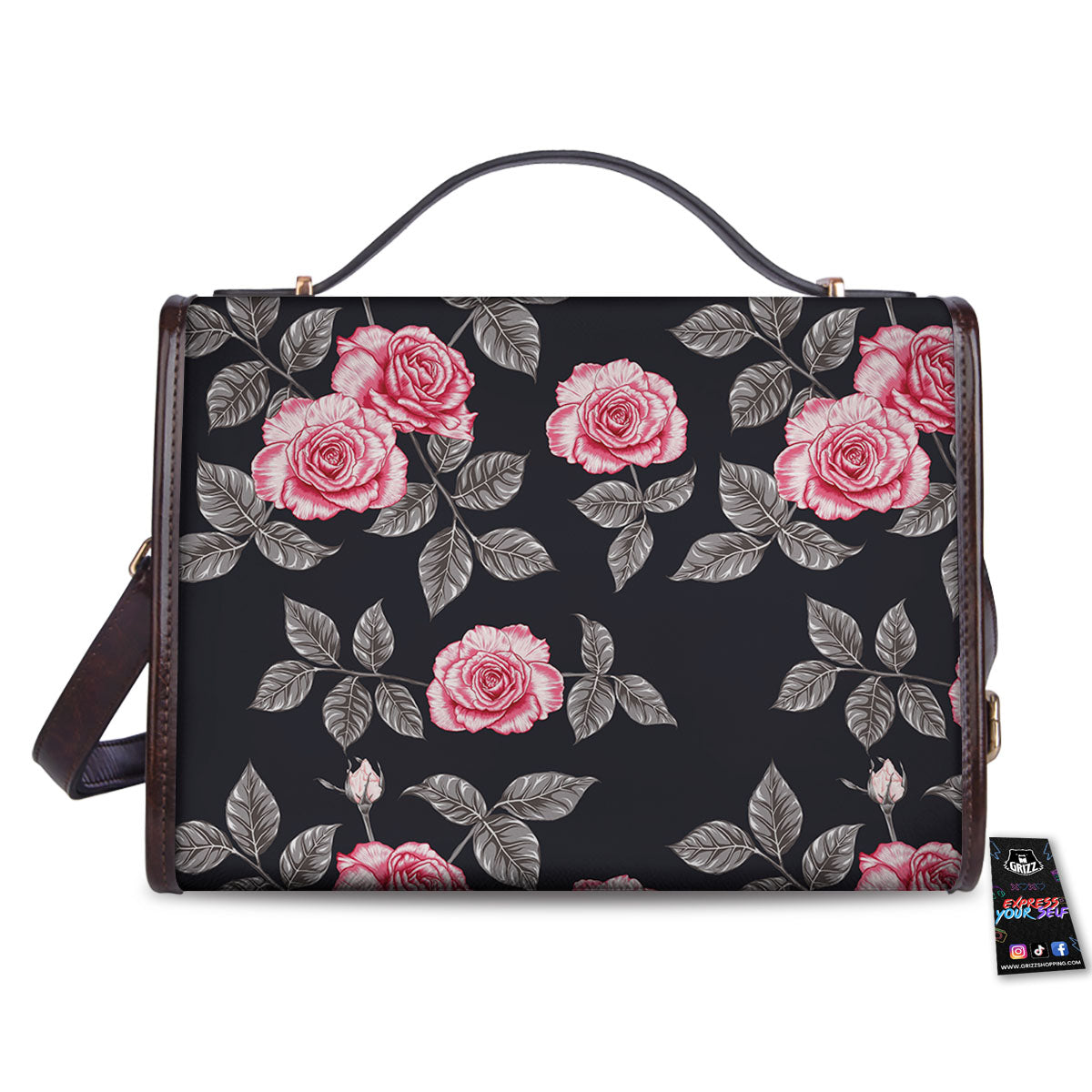 Rose Pink Print Pattern Women's Satchel Bag - Image 2