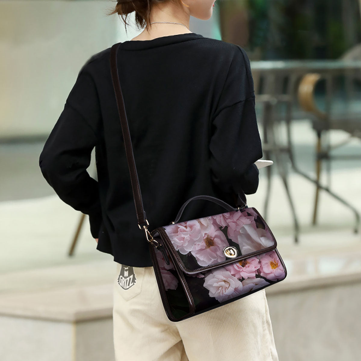 Roses Floral Retro Pink Print Women's Satchel Bag - Image 3