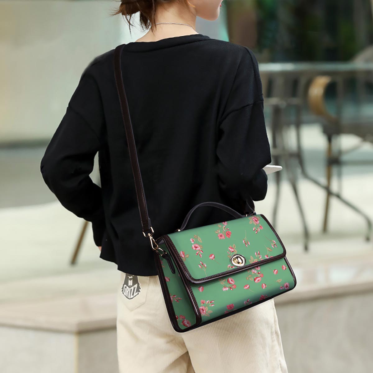 Rose Petals Print Pattern Women's Satchel Bag - Image 3