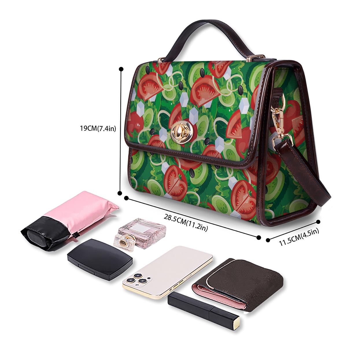 Salad Vegetable Print Pattern Women's Satchel Bag - Image 4