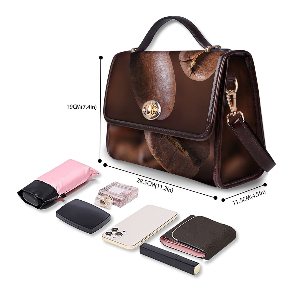Roasted Coffee Bean Print Women's Satchel Bag - Image 4