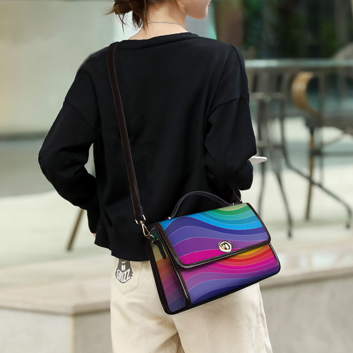 Rainbow Print Women's Satchel Bag - Image 3