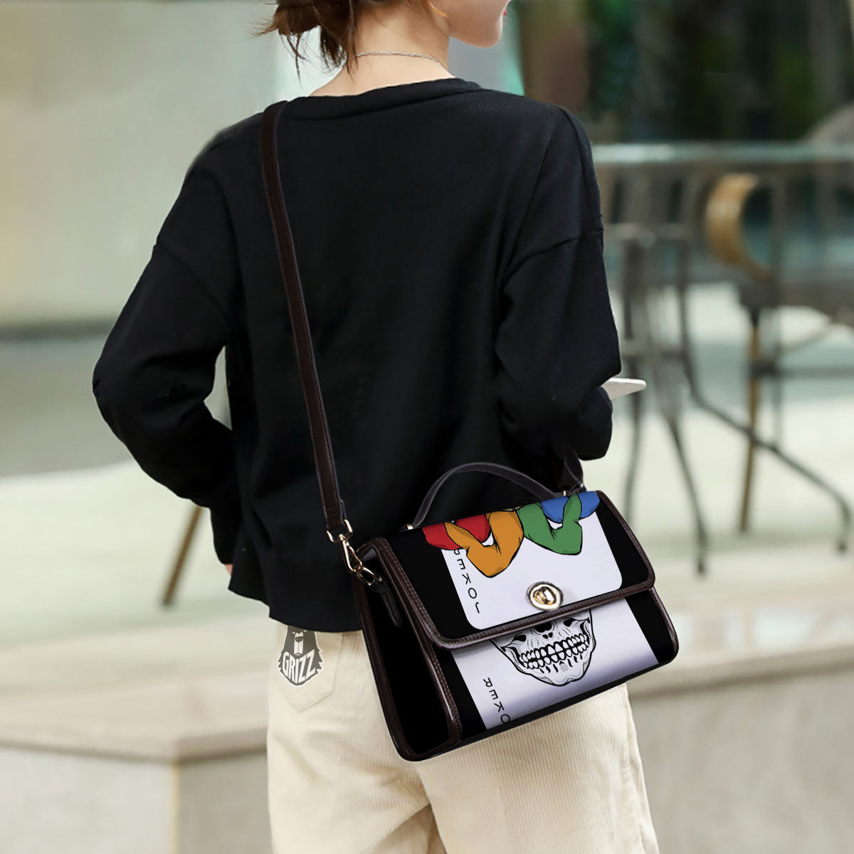 Joker Card Scary Print Women's Satchel Bag - Image 3