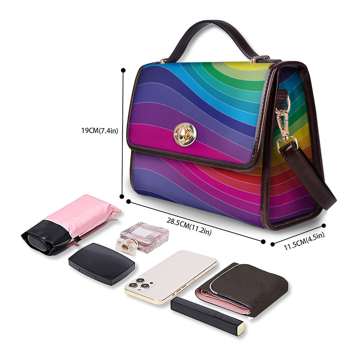 Rainbow Print Women's Satchel Bag - Image 4