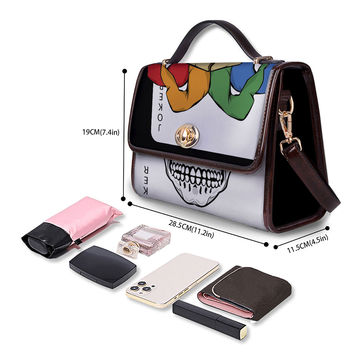 Joker Card Scary Print Women's Satchel Bag - Image 4