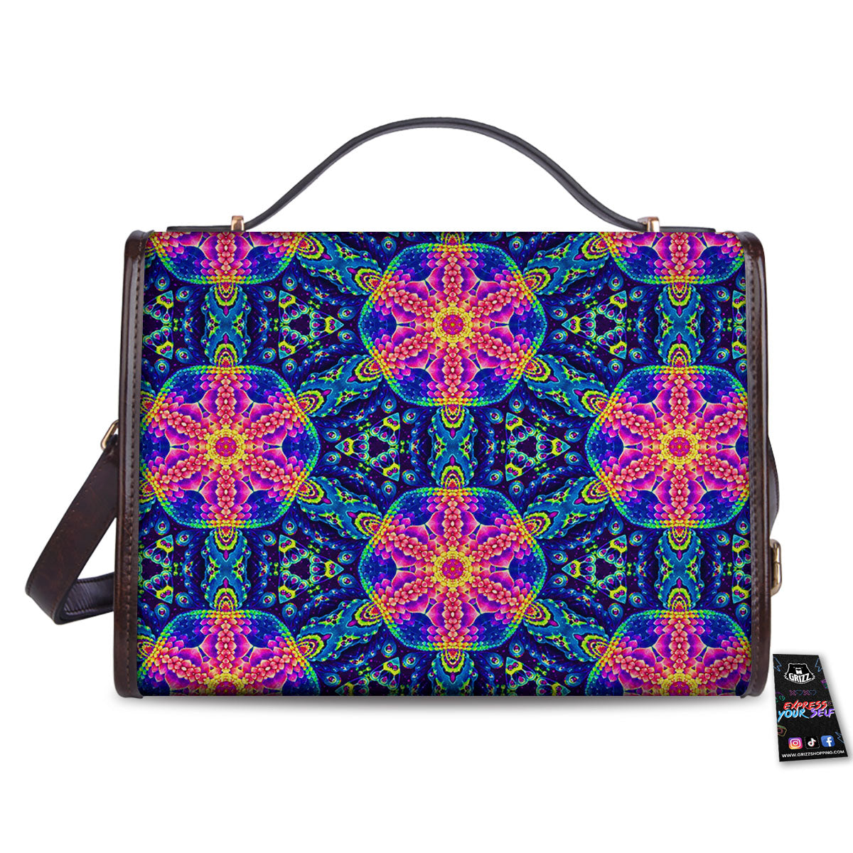 Kaleidoscope Psychedelic Print Pattern Women's Satchel Bag - Image 2