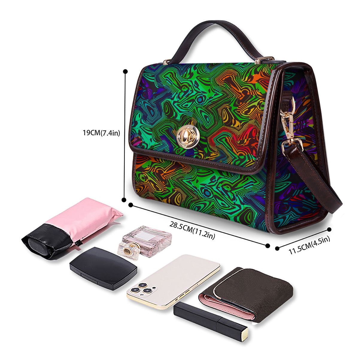 Rave Psychedelic Print Pattern Women's Satchel Bag - Image 4