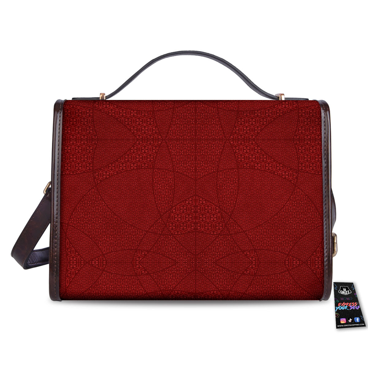 Japanese Red Print Pattern Women's Satchel Bag - Image 2