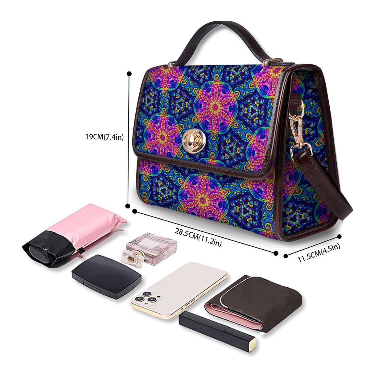 Kaleidoscope Psychedelic Print Pattern Women's Satchel Bag - Image 4