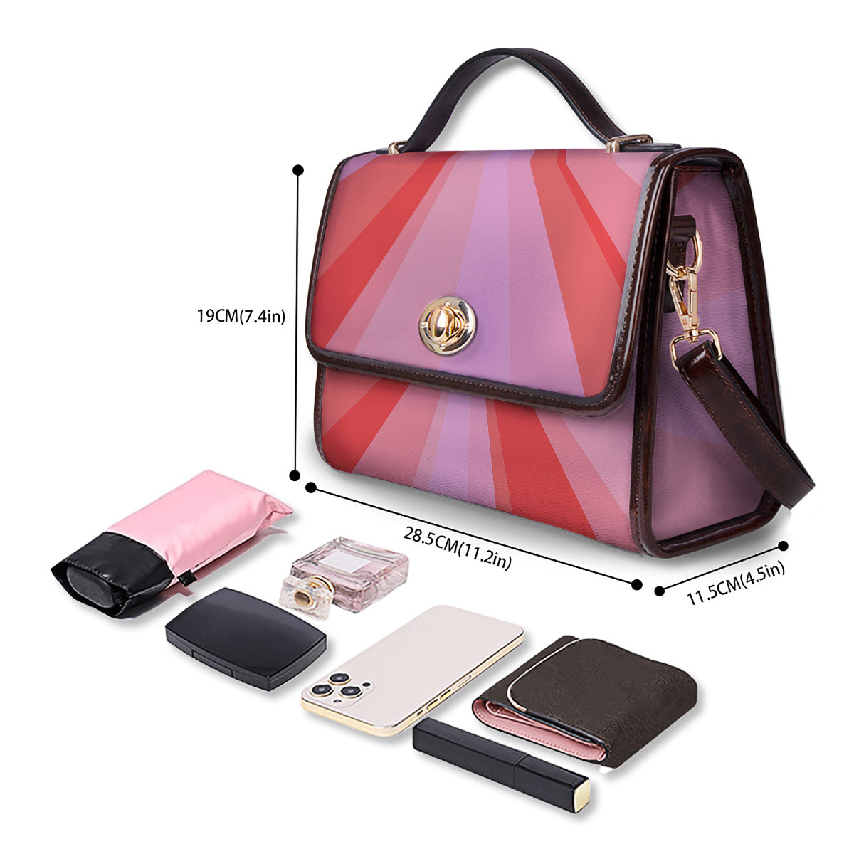 Radial Rays Pink Print Women's Satchel Bag - Image 4