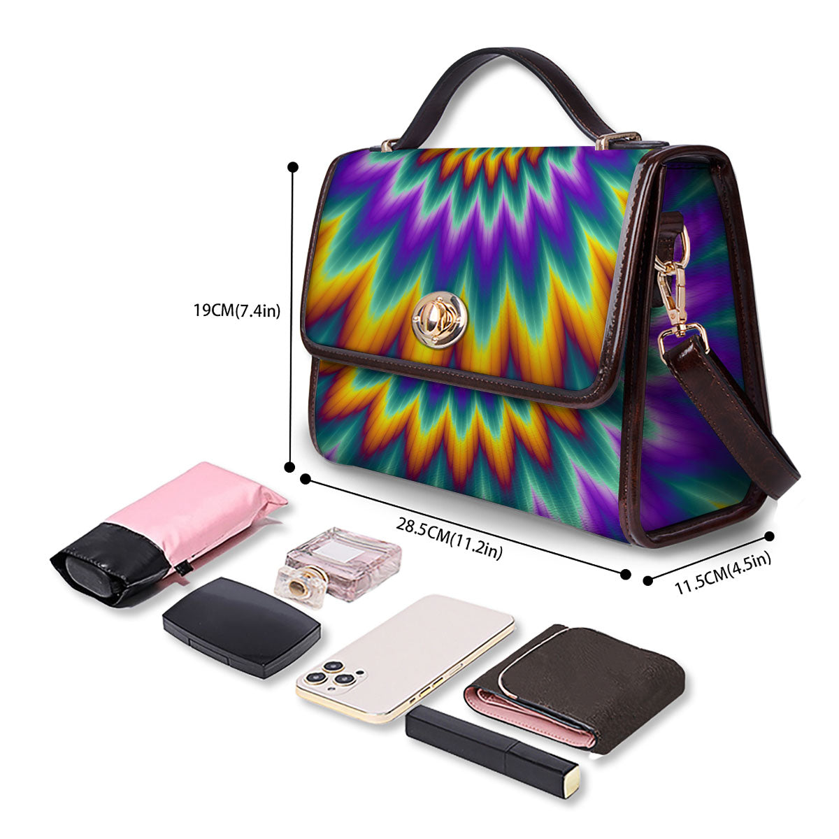 Illusion Optical Rave Psychedelic Women's Satchel Bag - Image 4